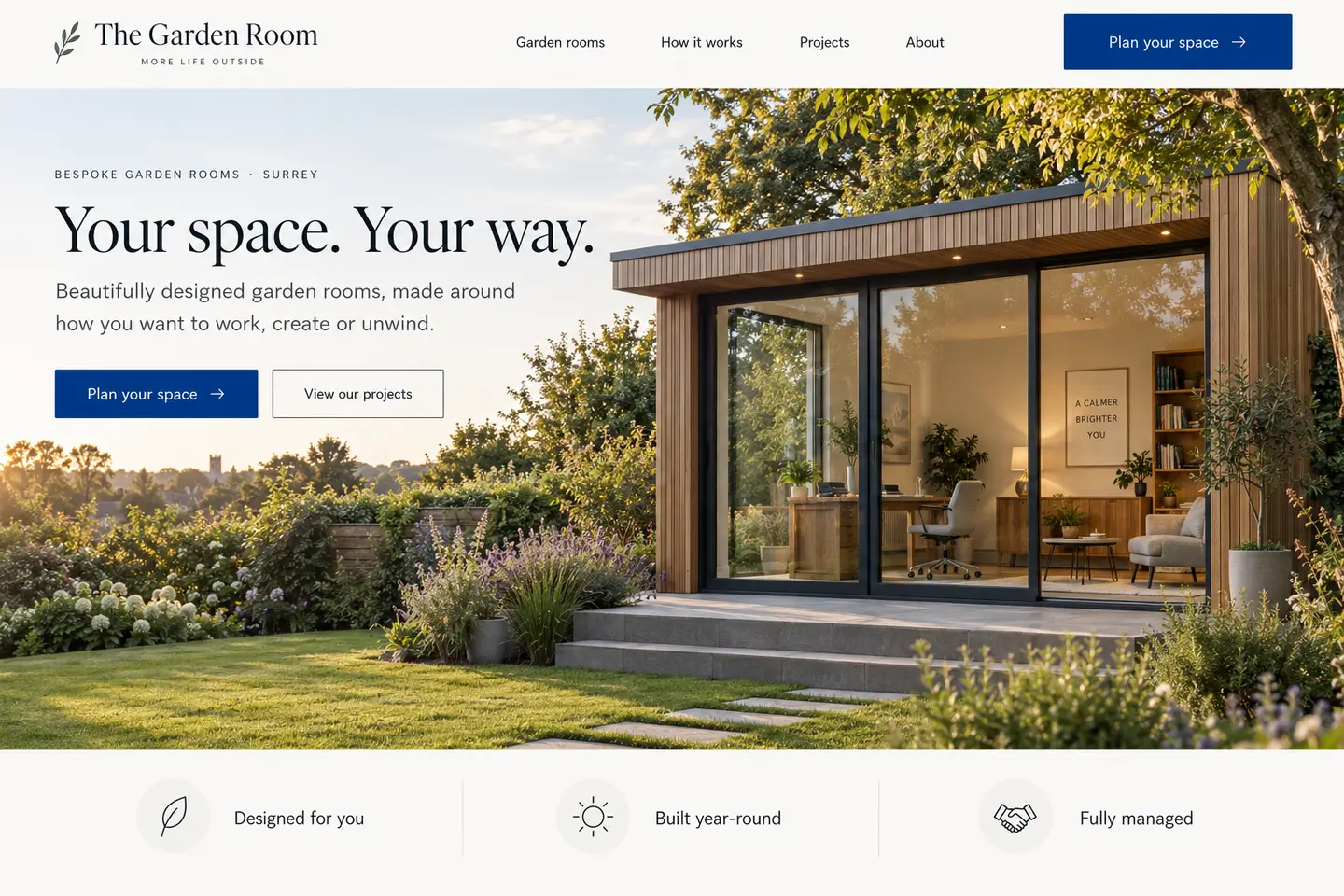 The Garden Room fictional website concept