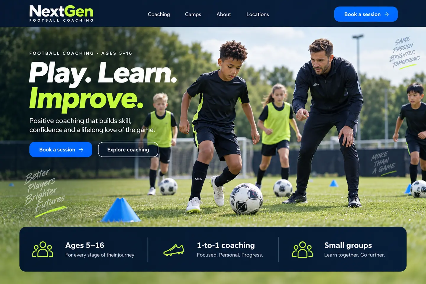 NextGen Football Coaching fictional website concept